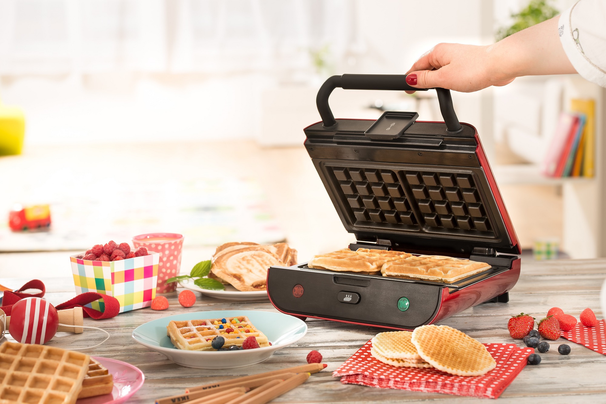 Gaufrier appareil à Croques, Gaufres et Gaufrettes Multi Waffles 800W