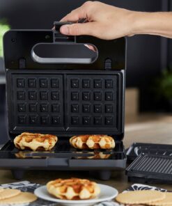 Gaufrier design, 4 compartiments, appareil à croque/gaufres, appareil 2 en  1, 2 jeux de plaques, noir, cuisson rapide, 1200w, multi waffles - Conforama