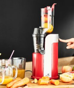 Extracteur de jus Healthy Juicer rouge de profil