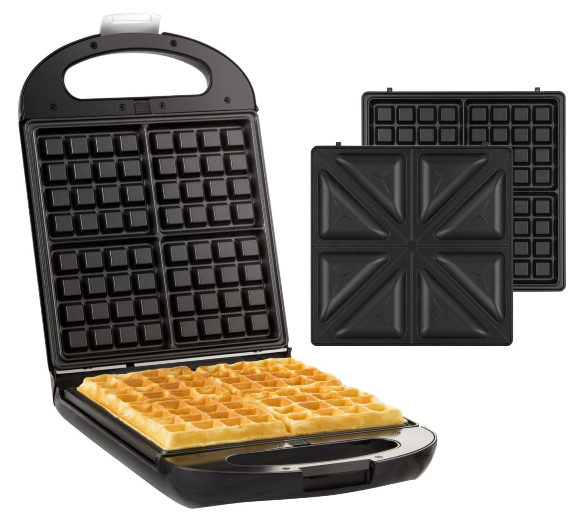 Gaufrier multifonction 4en1 - panini, croque monsieur, gaufre, gaufrette –  2 empreintes - 750w - waffle party black – syck-wm012n - Cdiscount  Electroménager