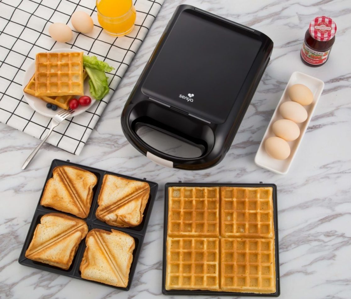 senya Gaufrier multifonction 4en1 - Panini, Croque monsieur, Gaufre,  Gaufrette – 2 empreintes - 750W - Waffle Party Black – SYCK-WM012N :  : Cuisine et maison