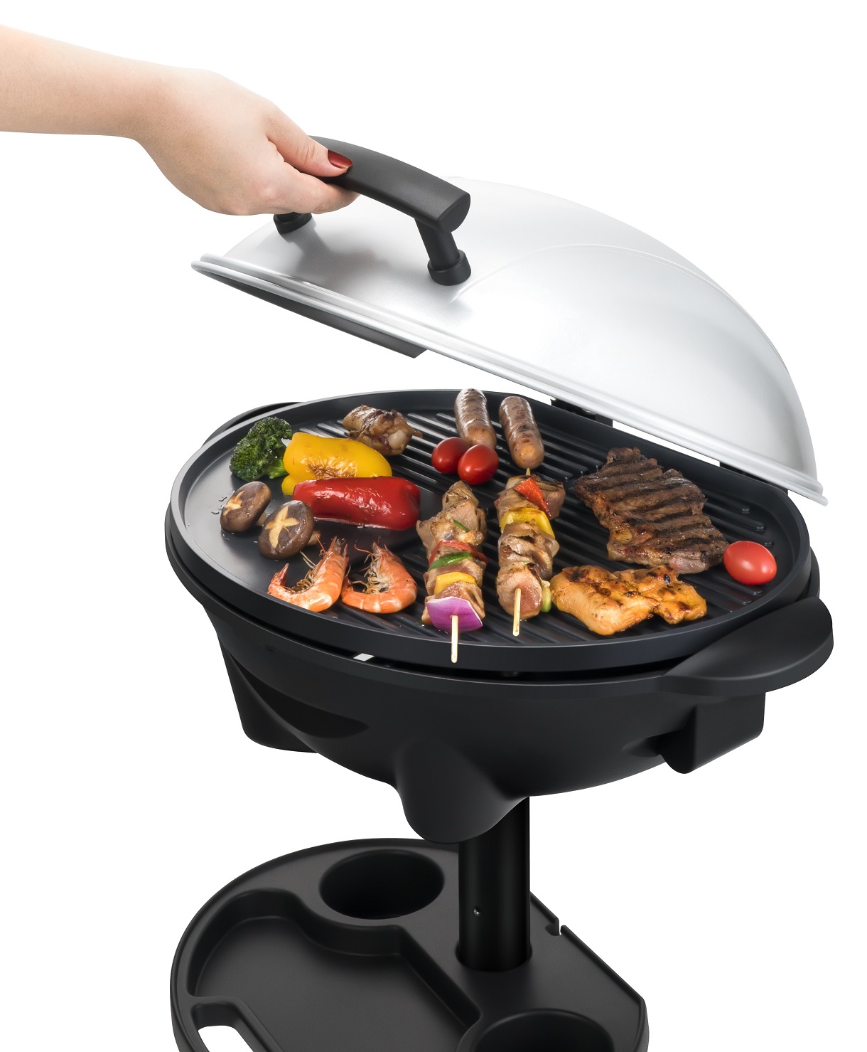 KESSER® Gril électrique Gril de table 2 en 1 Barbecue sur gril avec  couvercle et