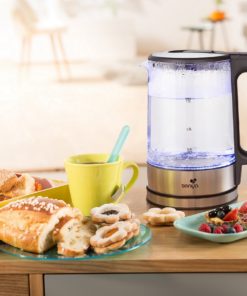 Bouilloire electrique sans fils en verre photo d ambiance