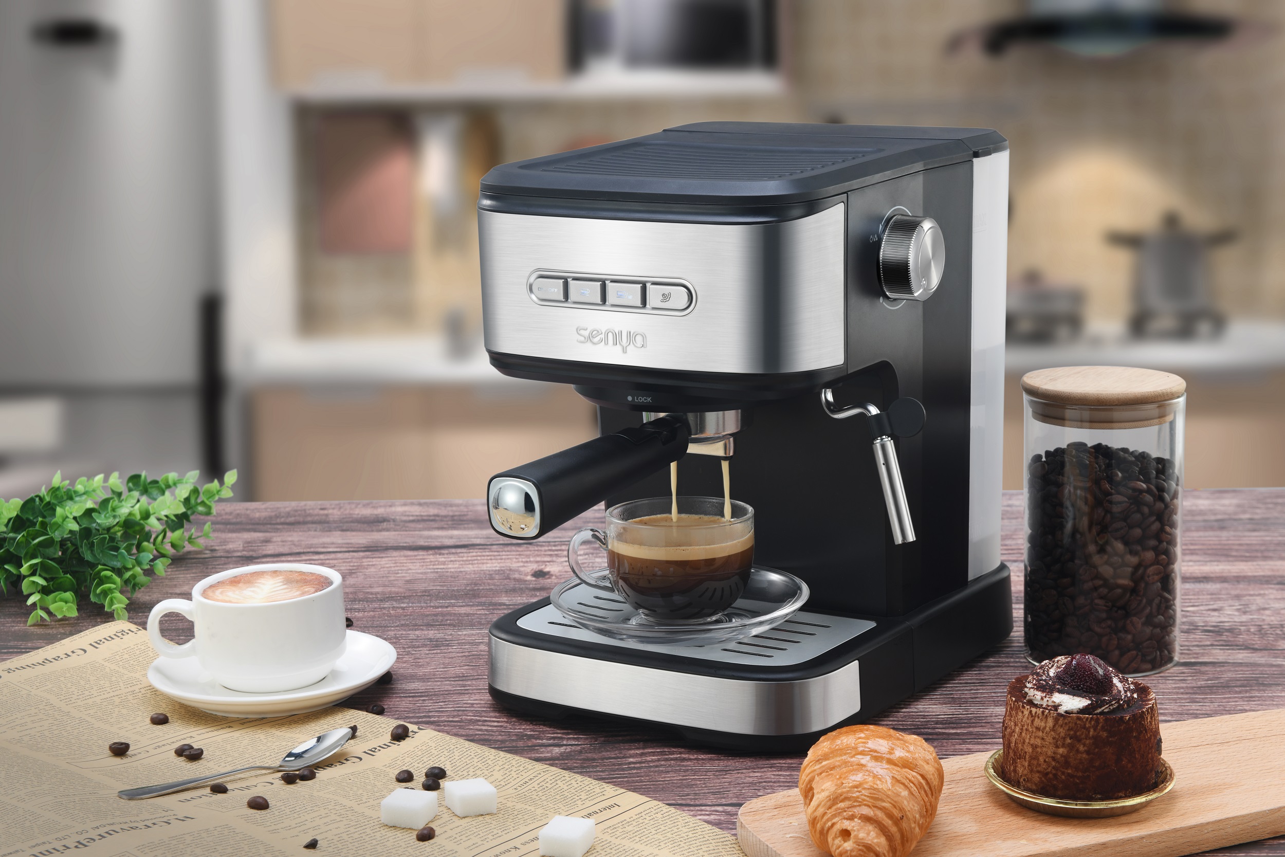 Incapto Machine à café super automatique en grain expresso et long 19 bars moulu réglable noir 18 x 31 x 40 cm 1470 W 
