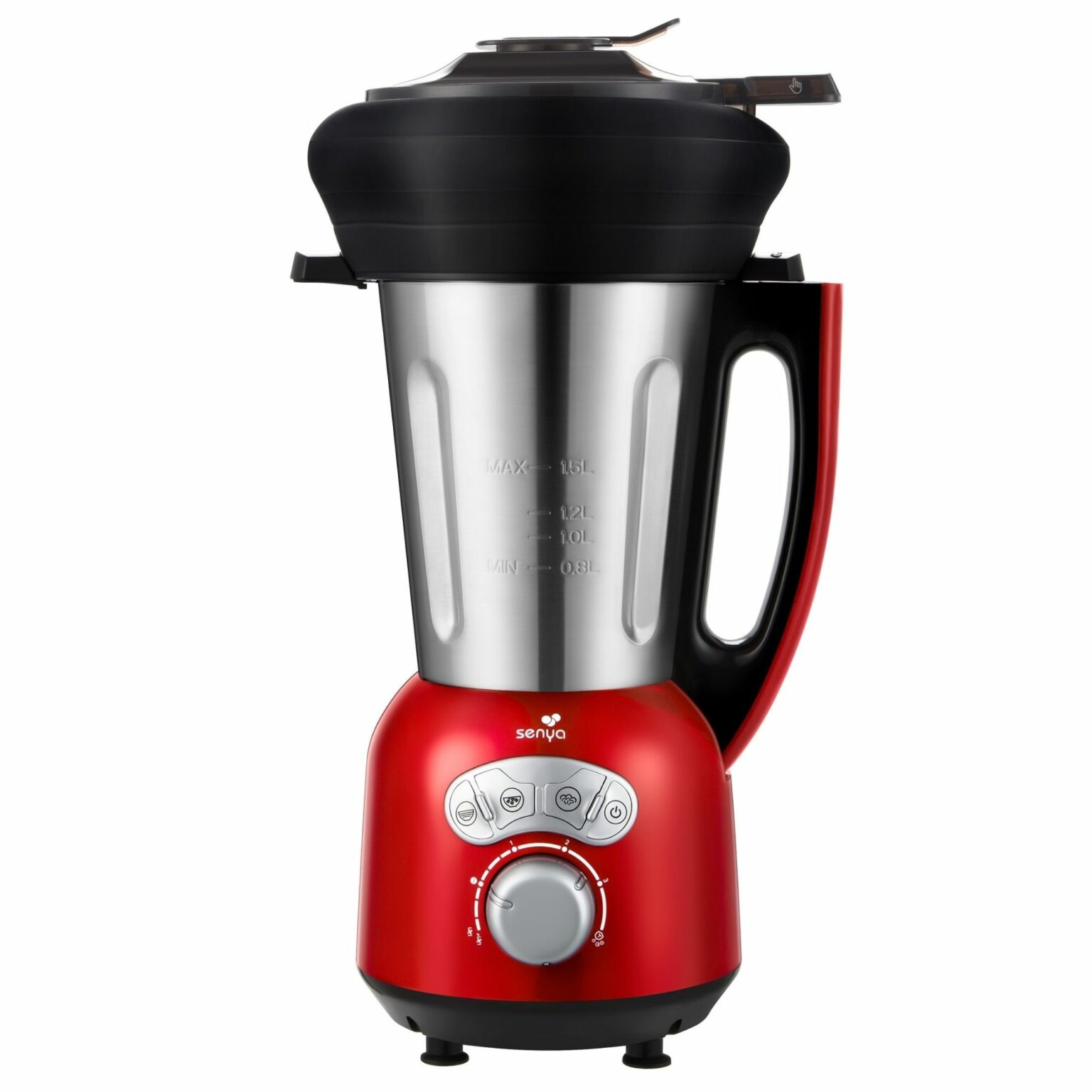 blender chauffant avec panier vapeur rouge