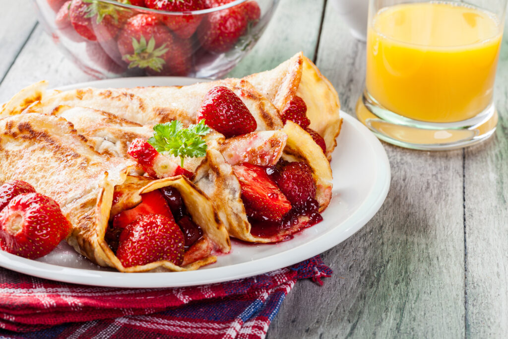 Crêpes fraises photo ambiance