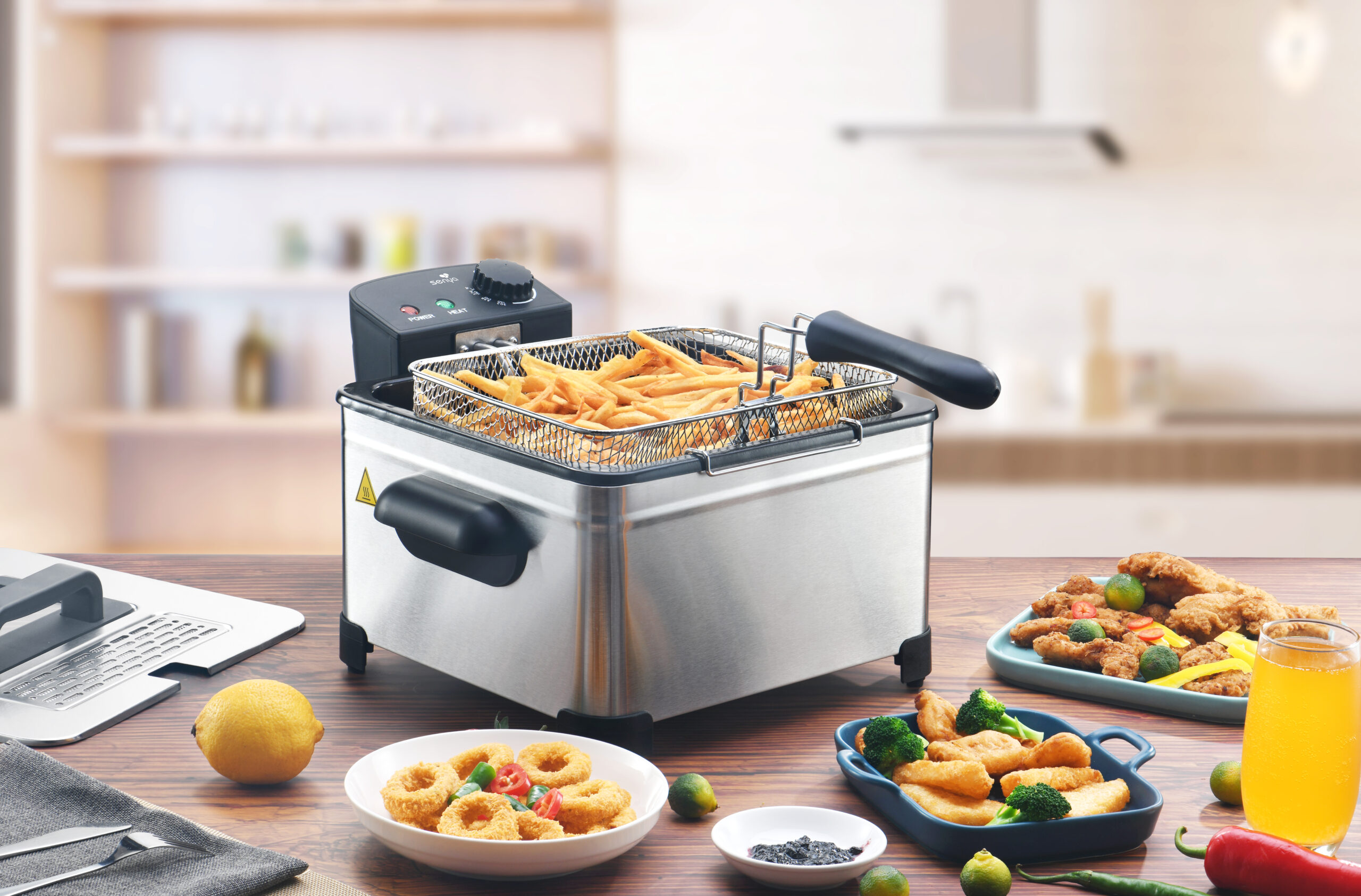 Friteuse électrique cuve amovible inox 5l - family fryer - Conforama