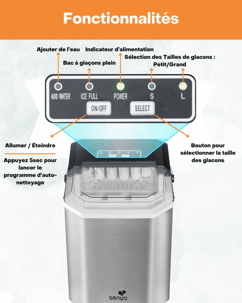 fonctionnalités machine à glaçons