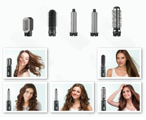 Brosse Soufflante 5 en 1 Air Styler & Sèche-cheveux : lissage, séchage, boucle, brushing 1000W Hair Designer SYWB-HS012N – Image 7