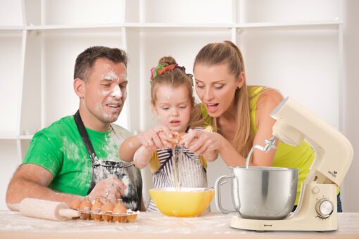 Robot Pâtissier 1500W – Bol Inox 5L avec Poignée – 10 Vitesses + Pulse – Accessoires & Couvercle Anti-Éclaboussures – Image 3